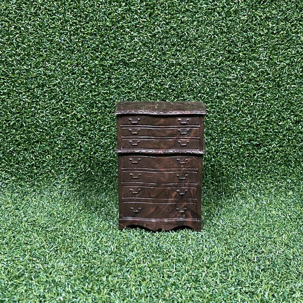 Vintage Miniature Dark Brown Plastic Dollhouse Dresser